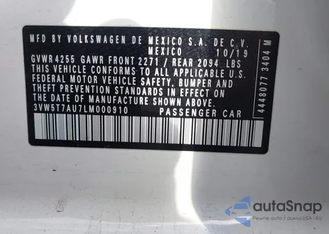 2020 Volkswagen Golf Gti 2.0T Autobahn/2.0T S/2.0T Se from USA, damaged, VIN 3VW5T7AU7LM000910